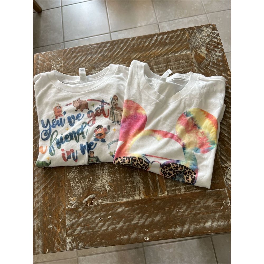 Walt Disney Mickey Mouse Crop Shirt White Pink Small - Picture 1 of 3
